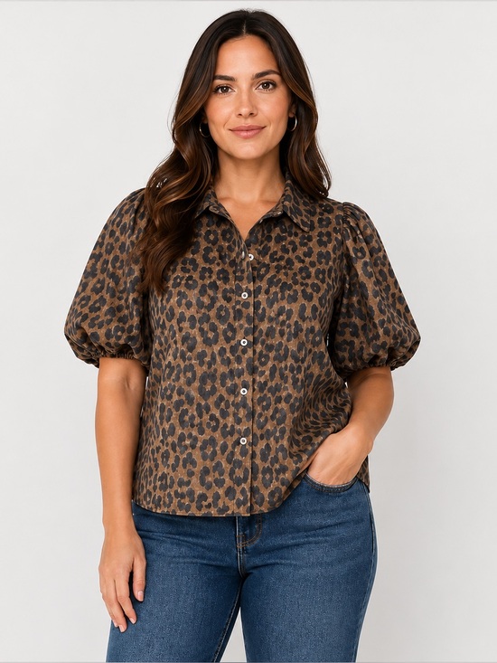 Bailey 44 Tops - Bailey 44 Leopard‎ Puff Sleeve Blouse